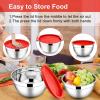image:imageEfar Mixing Bowls With Lids Sets of 5 10Piece Stainless Steel Salad Metal Nesting Bowl for Baking Cooking and Prepping Airtight Lid amp Stackable Design Size 46 3 21 15 07 QT BlueRed