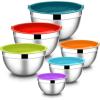 image:imageEfar Mixing Bowls With Lids Sets of 5 10Piece Stainless Steel Salad Metal Nesting Bowl for Baking Cooking and Prepping Airtight Lid amp Stackable Design Size 46 3 21 15 07 QT BlueMulticolor