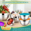 image:imageEfar Mixing Bowls With Lids Sets of 5 10Piece Stainless Steel Salad Metal Nesting Bowl for Baking Cooking and Prepping Airtight Lid amp Stackable Design Size 46 3 21 15 07 QT BlueMulticolor