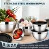 image:imageEfar Mixing Bowls With Lids Sets of 5 10Piece Stainless Steel Salad Metal Nesting Bowl for Baking Cooking and Prepping Airtight Lid amp Stackable Design Size 46 3 21 15 07 QT BlueBlack