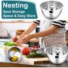 image:imageEfar Mixing Bowls With Lids Sets of 5 10Piece Stainless Steel Salad Metal Nesting Bowl for Baking Cooking and Prepping Airtight Lid amp Stackable Design Size 46 3 21 15 07 QT BlueDark Blue