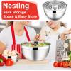 image:imageEfar Mixing Bowls With Lids Sets of 5 10Piece Stainless Steel Salad Metal Nesting Bowl for Baking Cooking and Prepping Airtight Lid amp Stackable Design Size 46 3 21 15 07 QT BlueRed
