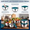 image:imageEfar Mixing Bowls With Lids Sets of 5 10Piece Stainless Steel Salad Metal Nesting Bowl for Baking Cooking and Prepping Airtight Lid amp Stackable Design Size 46 3 21 15 07 QT BlueDark Blue