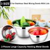 image:imageEfar Mixing Bowls With Lids Sets of 5 10Piece Stainless Steel Salad Metal Nesting Bowl for Baking Cooking and Prepping Airtight Lid amp Stackable Design Size 46 3 21 15 07 QT BlueBlack