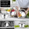 image:imageEfar Mixing Bowls With Lids Sets of 5 10Piece Stainless Steel Salad Metal Nesting Bowl for Baking Cooking and Prepping Airtight Lid amp Stackable Design Size 46 3 21 15 07 QT BlueBlack