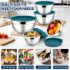 image:imageEfar Mixing Bowls With Lids Sets of 5 10Piece Stainless Steel Salad Metal Nesting Bowl for Baking Cooking and Prepping Airtight Lid amp Stackable Design Size 46 3 21 15 07 QT BlueDark Blue