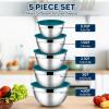 image:imageEfar Mixing Bowls With Lids Sets of 5 10Piece Stainless Steel Salad Metal Nesting Bowl for Baking Cooking and Prepping Airtight Lid amp Stackable Design Size 46 3 21 15 07 QT BlueDark Blue