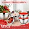 image:imageEfar Mixing Bowls With Lids Sets of 5 10Piece Stainless Steel Salad Metal Nesting Bowl for Baking Cooking and Prepping Airtight Lid amp Stackable Design Size 46 3 21 15 07 QT BlueRed