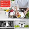 image:imageEfar Mixing Bowls With Lids Sets of 5 10Piece Stainless Steel Salad Metal Nesting Bowl for Baking Cooking and Prepping Airtight Lid amp Stackable Design Size 46 3 21 15 07 QT BlueRed