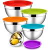 image:imageEfar Mixing Bowls With Lids Sets of 5 10Piece Stainless Steel Salad Metal Nesting Bowl for Baking Cooking and Prepping Airtight Lid amp Stackable Design Size 46 3 21 15 07 QT BlueMulticolor