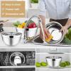 image:imageEfar Mixing Bowls With Lids Sets of 5 10Piece Stainless Steel Salad Metal Nesting Bowl for Baking Cooking and Prepping Airtight Lid amp Stackable Design Size 46 3 21 15 07 QT BlueKhaki