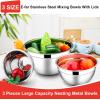 image:imageEfar Mixing Bowls With Lids Sets of 5 10Piece Stainless Steel Salad Metal Nesting Bowl for Baking Cooking and Prepping Airtight Lid amp Stackable Design Size 46 3 21 15 07 QT BlueRed