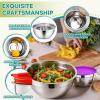 image:imageEfar Mixing Bowls With Lids Sets of 5 10Piece Stainless Steel Salad Metal Nesting Bowl for Baking Cooking and Prepping Airtight Lid amp Stackable Design Size 46 3 21 15 07 QT BlueMulticolor