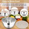 image:imageEfar Mixing Bowls With Lids Sets of 5 10Piece Stainless Steel Salad Metal Nesting Bowl for Baking Cooking and Prepping Airtight Lid amp Stackable Design Size 46 3 21 15 07 QT BlueKhaki