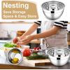image:imageEfar Mixing Bowls With Lids Sets of 5 10Piece Stainless Steel Salad Metal Nesting Bowl for Baking Cooking and Prepping Airtight Lid amp Stackable Design Size 46 3 21 15 07 QT BlueKhaki