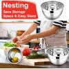 image:imageEfar Mixing Bowls With Lids Sets of 5 10Piece Stainless Steel Salad Metal Nesting Bowl for Baking Cooking and Prepping Airtight Lid amp Stackable Design Size 46 3 21 15 07 QT BlueRed