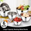 image:imageEfar Mixing Bowls With Lids Sets of 5 10Piece Stainless Steel Salad Metal Nesting Bowl for Baking Cooking and Prepping Airtight Lid amp Stackable Design Size 46 3 21 15 07 QT BlueBlack