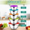 image:imageEfar Mixing Bowls With Lids Sets of 5 10Piece Stainless Steel Salad Metal Nesting Bowl for Baking Cooking and Prepping Airtight Lid amp Stackable Design Size 46 3 21 15 07 QT BlueMulticolor