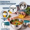 image:imageEfar Mixing Bowls With Lids Sets of 5 10Piece Stainless Steel Salad Metal Nesting Bowl for Baking Cooking and Prepping Airtight Lid amp Stackable Design Size 46 3 21 15 07 QT BlueDark Blue