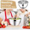 image:imageEfar Mixing Bowls With Lids Sets of 5 10Piece Stainless Steel Salad Metal Nesting Bowl for Baking Cooking and Prepping Airtight Lid amp Stackable Design Size 46 3 21 15 07 QT BlueKhaki