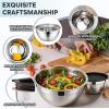 image:imageEfar Mixing Bowls With Lids Sets of 5 10Piece Stainless Steel Salad Metal Nesting Bowl for Baking Cooking and Prepping Airtight Lid amp Stackable Design Size 46 3 21 15 07 QT BlueBlack