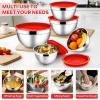 image:imageEfar Mixing Bowls With Lids Sets of 5 10Piece Stainless Steel Salad Metal Nesting Bowl for Baking Cooking and Prepping Airtight Lid amp Stackable Design Size 46 3 21 15 07 QT BlueRed