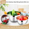 image:imageEfar Mixing Bowls With Lids Sets of 5 10Piece Stainless Steel Salad Metal Nesting Bowl for Baking Cooking and Prepping Airtight Lid amp Stackable Design Size 46 3 21 15 07 QT BlueKhaki