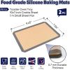 image:imageEfar Small Silicone Baking Mats 2Pack Nonstick Reusable Silicone Mat for Toaster Oven Pan Baking Cookie Fit 75x10 Rectangle Sheet Tray for Steak Food Grade amp HeatResistant Easy Clean Gray95x71 inch