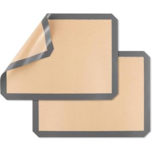 image:imageEfar Small Silicone Baking Mats 2Pack Nonstick Reusable Silicone Mat for Toaster Oven Pan Baking Cookie Fit 75x10 Rectangle Sheet Tray for Steak Food Grade amp HeatResistant Easy Clean Gray95x71 inch