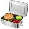 image:imageEfar Stainless Steel Bento Box 28oz Metal Lunch Bento Box wLeak Proof Lid 850ml Small Food Container wRemovable Divider amp Bag Reusable 3Compartment Bento Lunch Container for Camping Picnic1