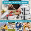 image:imageEfar Stainless Steel Bento Box 28oz Metal Lunch Bento Box wLeak Proof Lid 850ml Small Food Container wRemovable Divider amp Bag Reusable 3Compartment Bento Lunch Container for Camping Picnic1