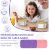 image:imageEfar Stainless Steel Lunch Containers for Kids 3Piece 8OZx2 amp 25OZ Bento Box Snack Food Container with Leakproof Silicone Lid Metal Storage for Toddlers Child School Picnic GreenPurple  Pink