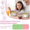 image:imageEfar Stainless Steel Lunch Containers for Kids 3Piece 8OZx2 amp 25OZ Bento Box Snack Food Container with Leakproof Silicone Lid Metal Storage for Toddlers Child School Picnic GreenGreen  Pink