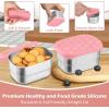 image:imageEfar Stainless Steel Lunch Containers for Kids 3Piece 8OZx2 amp 25OZ Bento Box Snack Food Container with Leakproof Silicone Lid Metal Storage for Toddlers Child School Picnic GreenPink