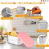 image:imageEfar Stainless Steel Lunch Containers for Kids 3Piece 8OZx2 amp 25OZ Bento Box Snack Food Container with Leakproof Silicone Lid Metal Storage for Toddlers Child School Picnic GreenMulticolor
