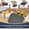 image:imageEfar Stainless Steel Lunch Containers for Kids 3Piece 8OZx2 amp 25OZ Bento Box Snack Food Container with Leakproof Silicone Lid Metal Storage for Toddlers Child School Picnic GreenGray