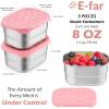 image:imageEfar Stainless Steel Lunch Containers for Kids 3Piece 8OZx2 amp 25OZ Bento Box Snack Food Container with Leakproof Silicone Lid Metal Storage for Toddlers Child School Picnic GreenPink