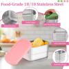 image:imageEfar Stainless Steel Lunch Containers for Kids 3Piece 8OZx2 amp 25OZ Bento Box Snack Food Container with Leakproof Silicone Lid Metal Storage for Toddlers Child School Picnic GreenGreen  Pink