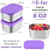 image:imageEfar Stainless Steel Lunch Containers for Kids 3Piece 8OZx2 amp 25OZ Bento Box Snack Food Container with Leakproof Silicone Lid Metal Storage for Toddlers Child School Picnic GreenPurple