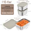 image:imageEfar Stainless Steel Lunch Containers for Kids 3Piece 8OZx2 amp 25OZ Bento Box Snack Food Container with Leakproof Silicone Lid Metal Storage for Toddlers Child School Picnic GreenKhaki