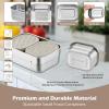 image:imageEfar Stainless Steel Lunch Containers for Kids 3Piece 8OZx2 amp 25OZ Bento Box Snack Food Container with Leakproof Silicone Lid Metal Storage for Toddlers Child School Picnic GreenKhaki