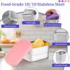 image:imageEfar Stainless Steel Lunch Containers for Kids 3Piece 8OZx2 amp 25OZ Bento Box Snack Food Container with Leakproof Silicone Lid Metal Storage for Toddlers Child School Picnic GreenPurple  Pink