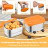 image:imageEfar Stainless Steel Lunch Containers for Kids 3Piece 8OZx2 amp 25OZ Bento Box Snack Food Container with Leakproof Silicone Lid Metal Storage for Toddlers Child School Picnic GreenOrange