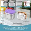 image:imageEfar Stainless Steel Lunch Containers for Kids 3Piece 8OZx2 amp 25OZ Bento Box Snack Food Container with Leakproof Silicone Lid Metal Storage for Toddlers Child School Picnic GreenMulticolor