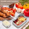 image:imageEfar Stainless Steel Lunch Containers for Kids 3Piece 8OZx2 amp 25OZ Bento Box Snack Food Container with Leakproof Silicone Lid Metal Storage for Toddlers Child School Picnic GreenKhaki
