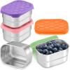 image:imageEfar Stainless Steel Lunch Containers for Kids 3Piece 8OZx2 amp 25OZ Bento Box Snack Food Container with Leakproof Silicone Lid Metal Storage for Toddlers Child School Picnic GreenMulticolor