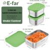 image:imageEfar Stainless Steel Lunch Containers for Kids 3Piece 8OZx2 amp 25OZ Bento Box Snack Food Container with Leakproof Silicone Lid Metal Storage for Toddlers Child School Picnic GreenGreen