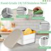 image:imageEfar Stainless Steel Lunch Containers for Kids 3Piece 8OZx2 amp 25OZ Bento Box Snack Food Container with Leakproof Silicone Lid Metal Storage for Toddlers Child School Picnic GreenGreen  Khaki