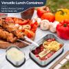 image:imageEfar Stainless Steel Lunch Containers for Kids 3Piece 8OZx2 amp 25OZ Bento Box Snack Food Container with Leakproof Silicone Lid Metal Storage for Toddlers Child School Picnic GreenGray