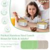 image:imageEfar Stainless Steel Lunch Containers for Kids 3Piece 8OZx2 amp 25OZ Bento Box Snack Food Container with Leakproof Silicone Lid Metal Storage for Toddlers Child School Picnic GreenGreen  Khaki